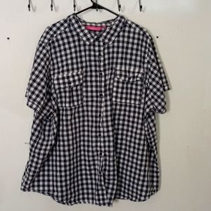 Woman within blue white checkered blouse